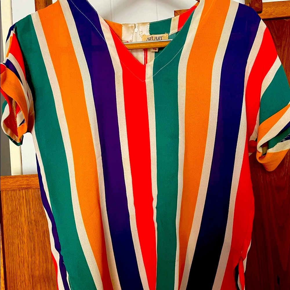 Vintage Stuart Lang Striped Sheer Blouse